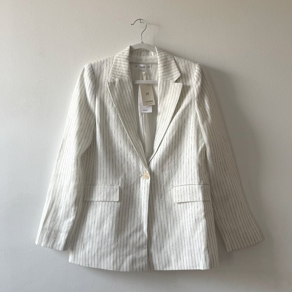 NWT Mango Linen Pinstripe Blazer